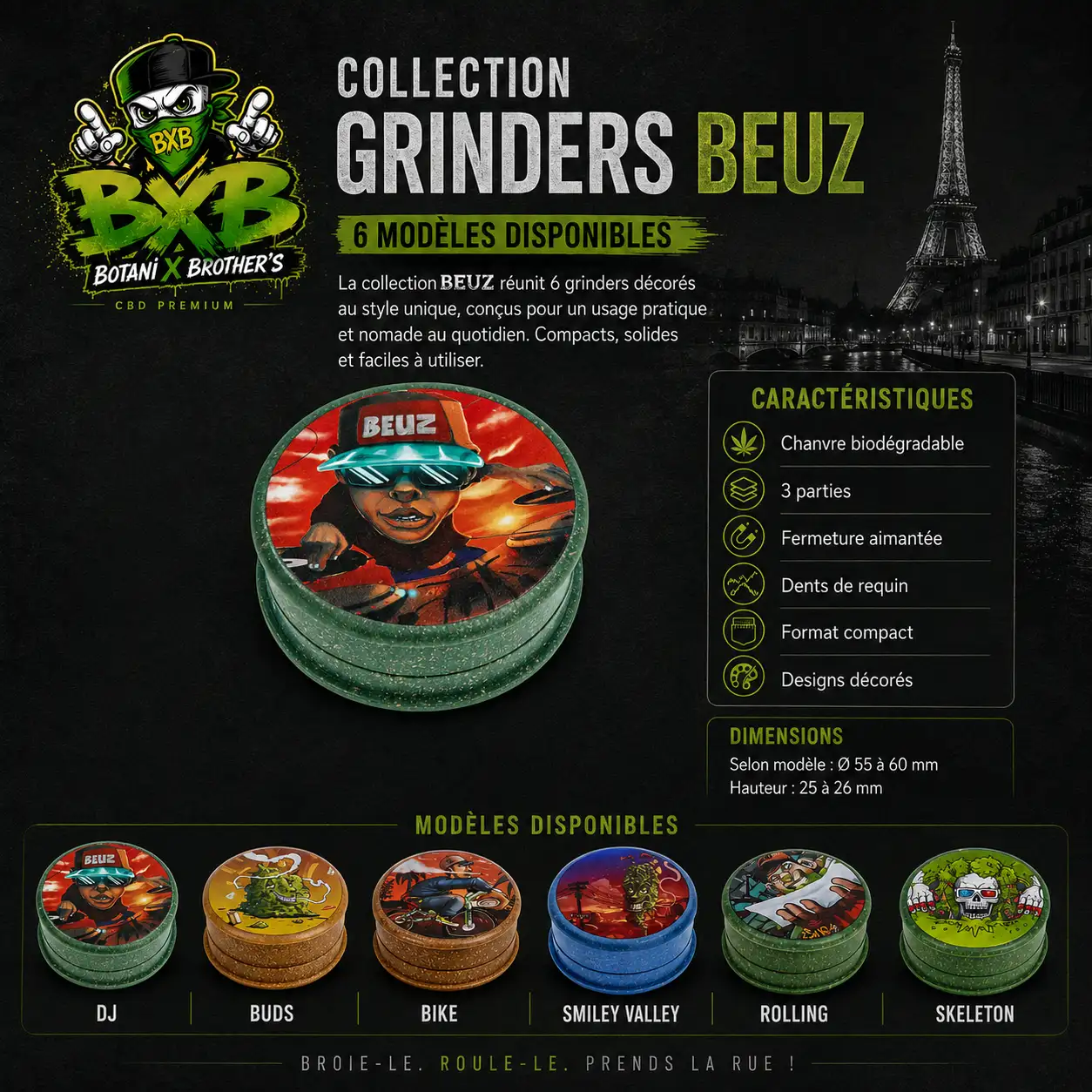 Grinder BEUZ – 3 Parties – Chanvre Biodégradable